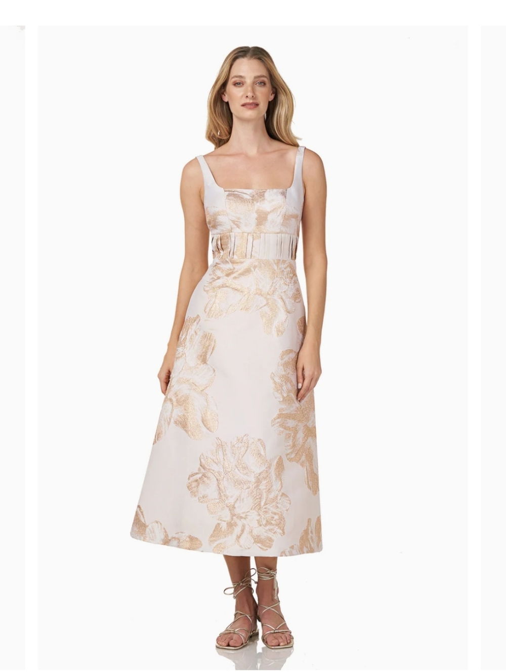 Kay Unger Floral Jacquard Midi Dress Size 8